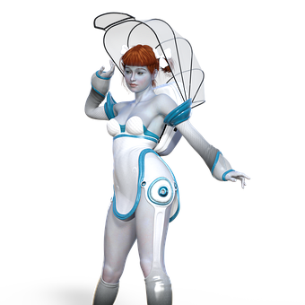 Futuristic Redhead Character Art PNG