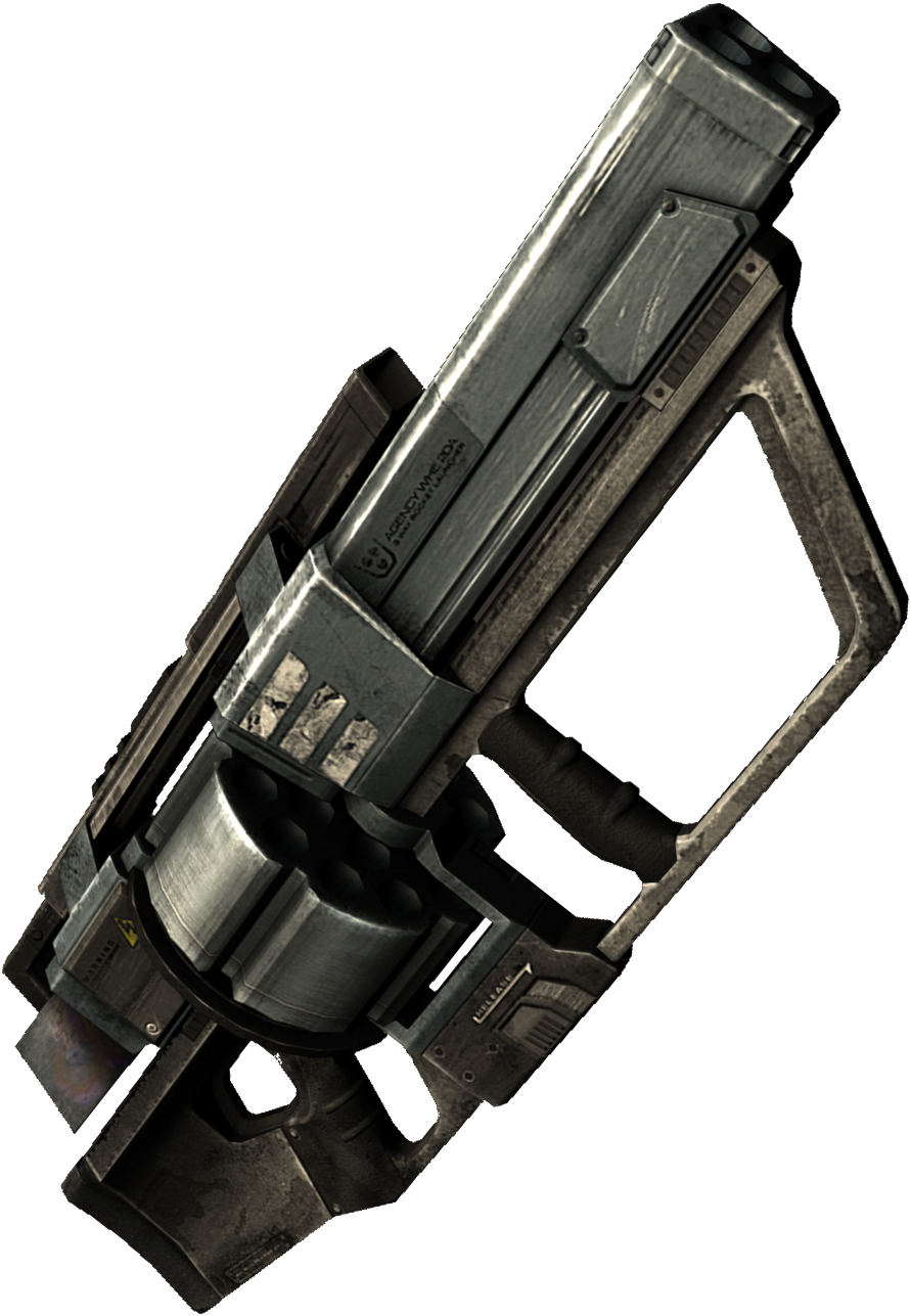 Futuristic Revolver Weapon Design PNG