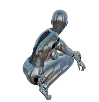 Futuristic Robot Crouching Position PNG
