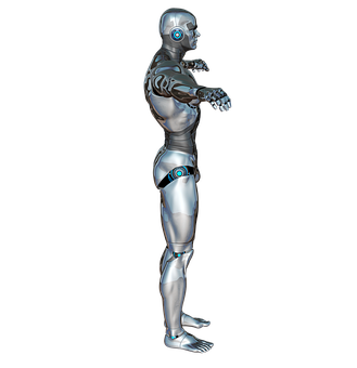 Futuristic Robot Humanoid Standing PNG