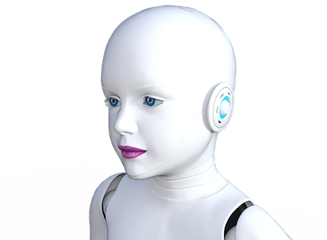 Futuristic Robot Portrait PNG