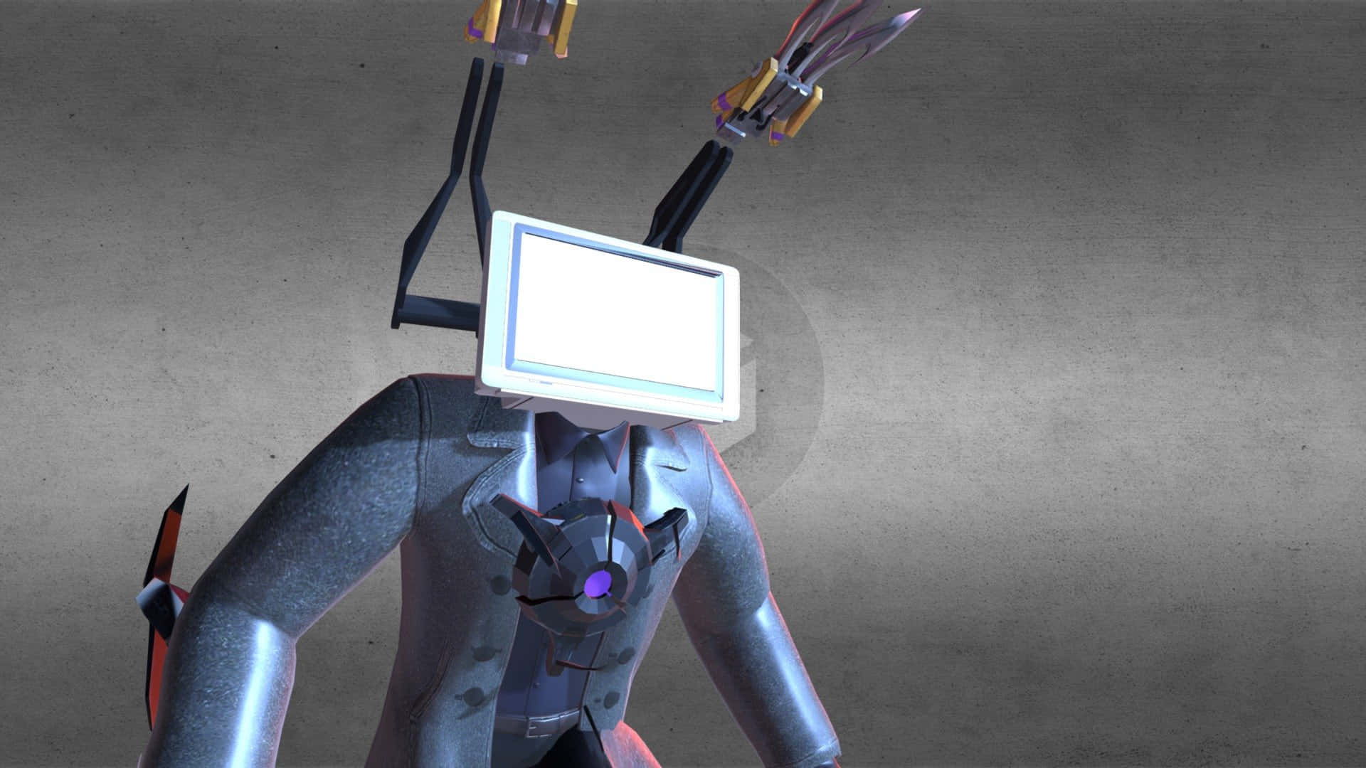 Futuristic Robot With T V Head Wallpaper
