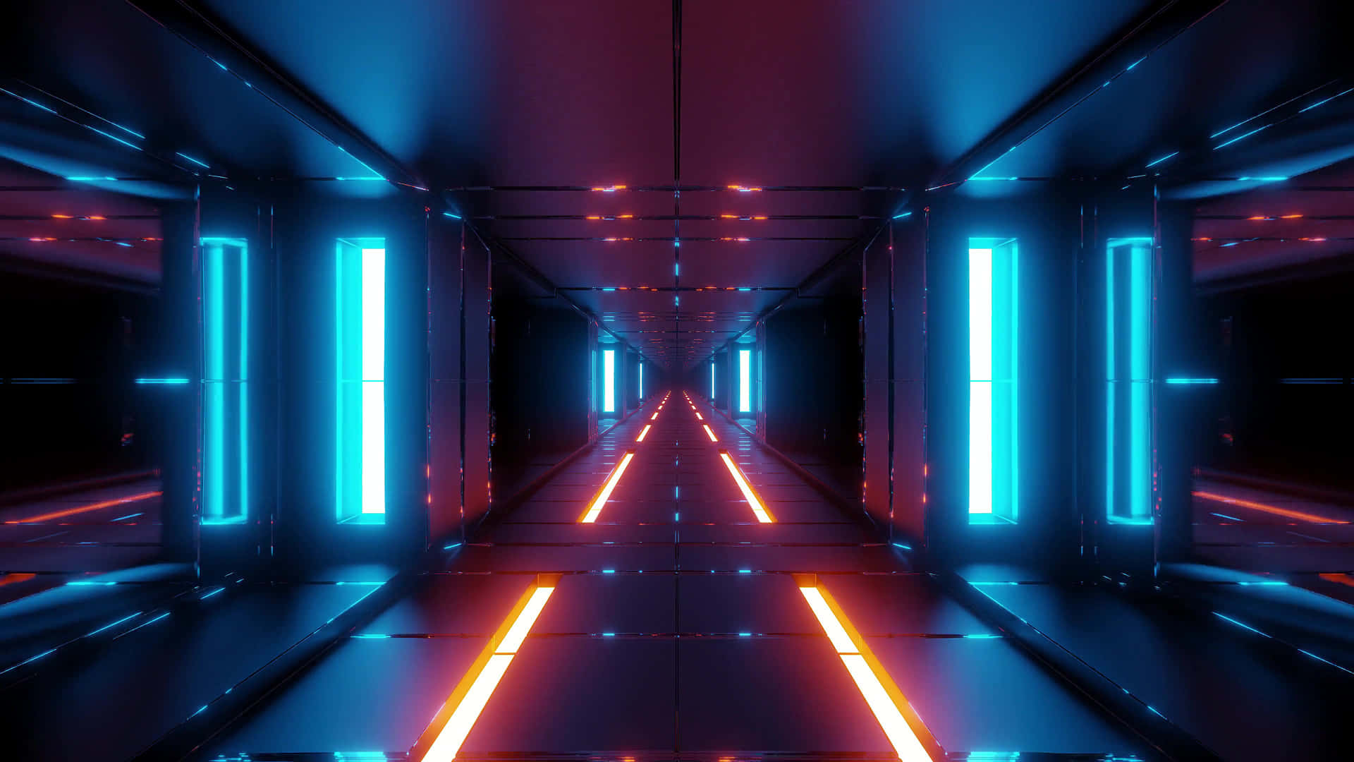 Futuristic Sci Fi Tunnel Lights Wallpaper