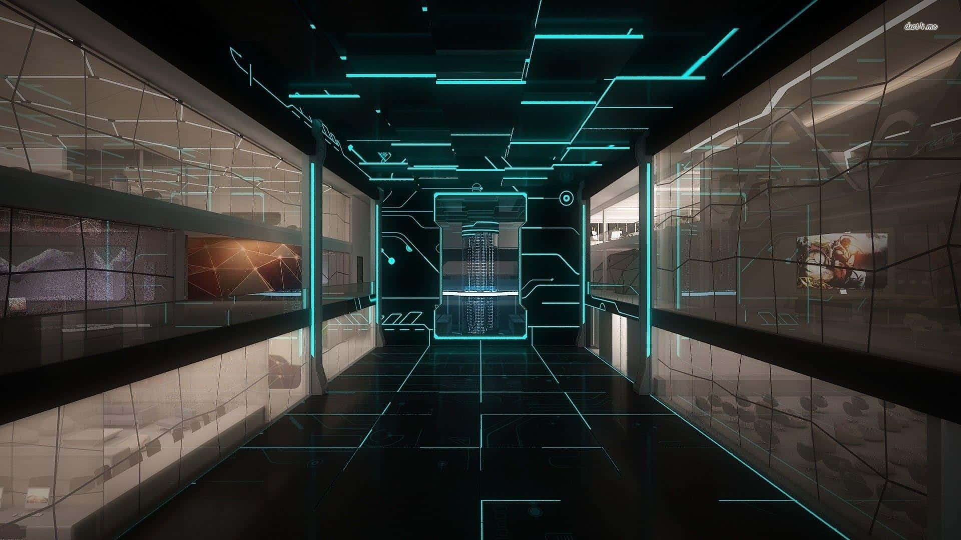 Salle De Serveurs Futuriste, Hub De Cybersécurité Fond d'écran