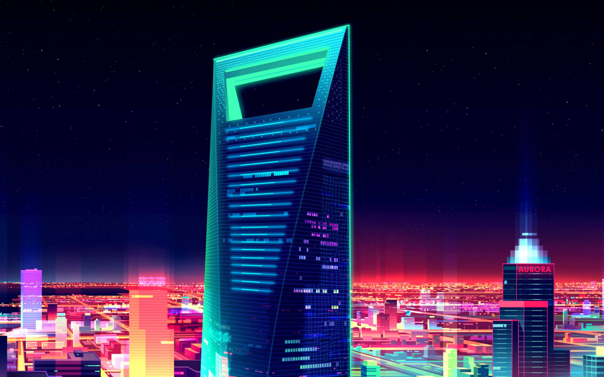 Futuristic Shanghai Digital Art Wallpaper