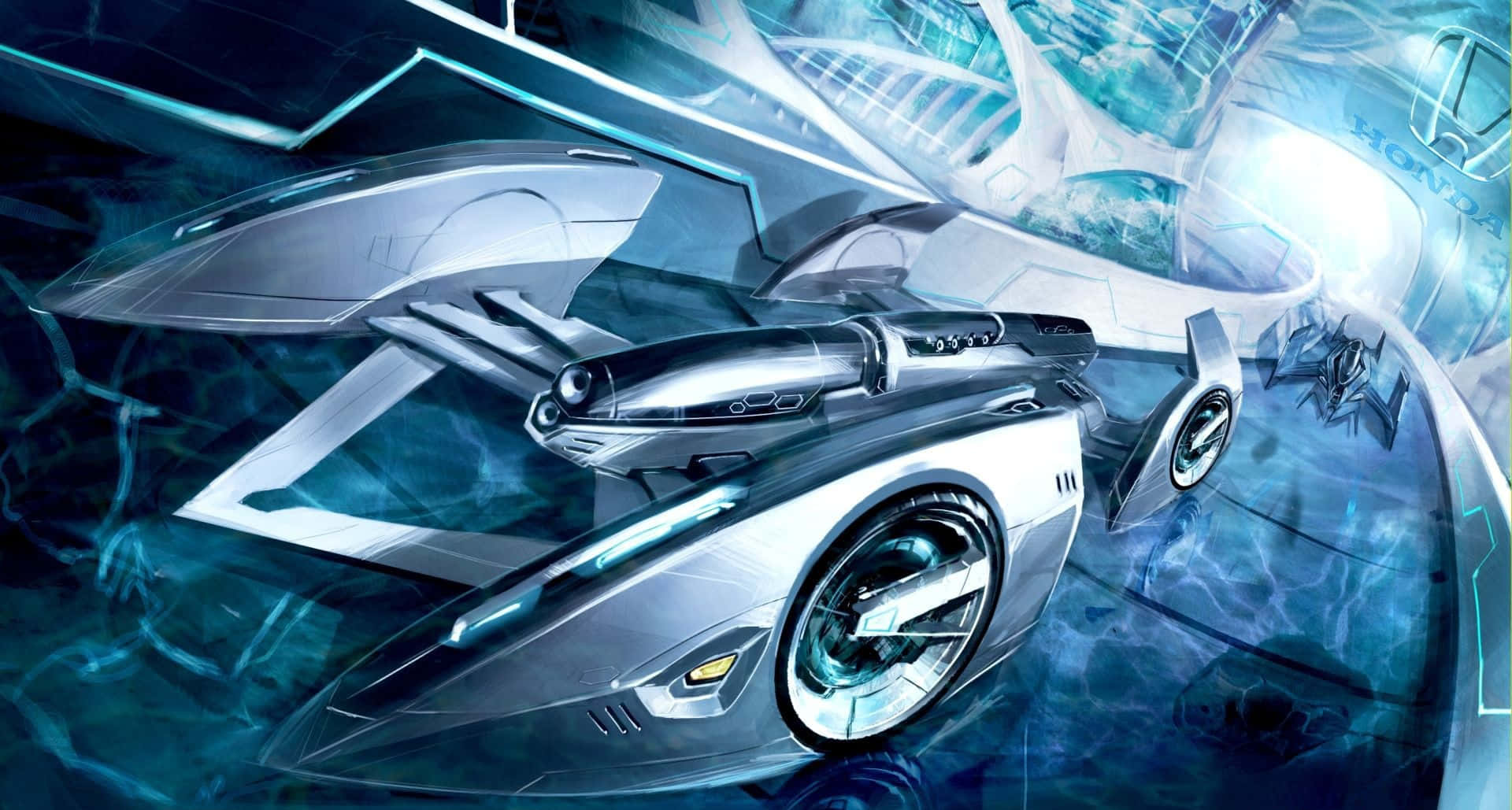 Futuristische Zilveren Speedster Achtergrond