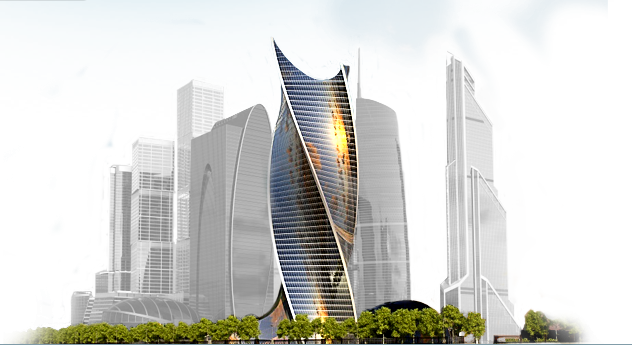 Futuristic Skyscraper Night Illumination PNG