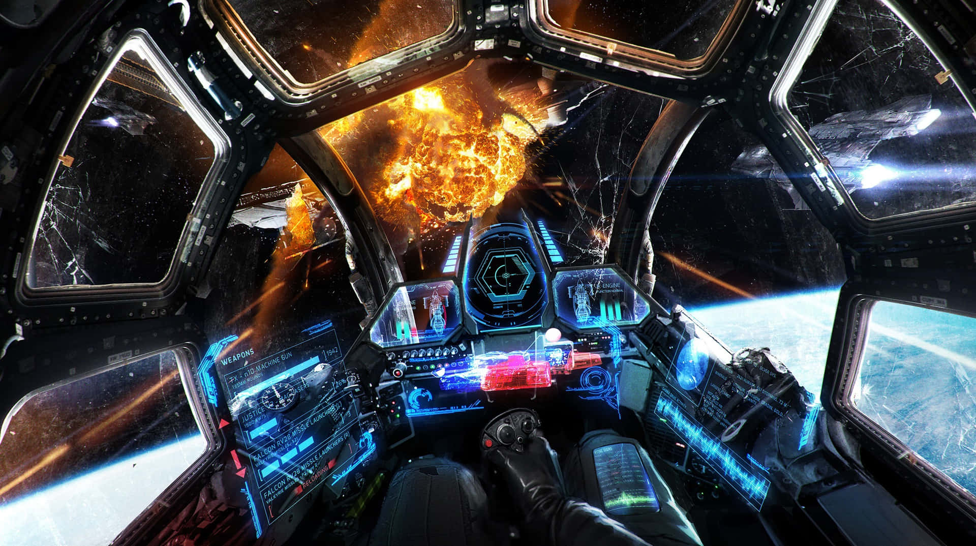 Futuristic Spaceship Cockpit View Wallpaper