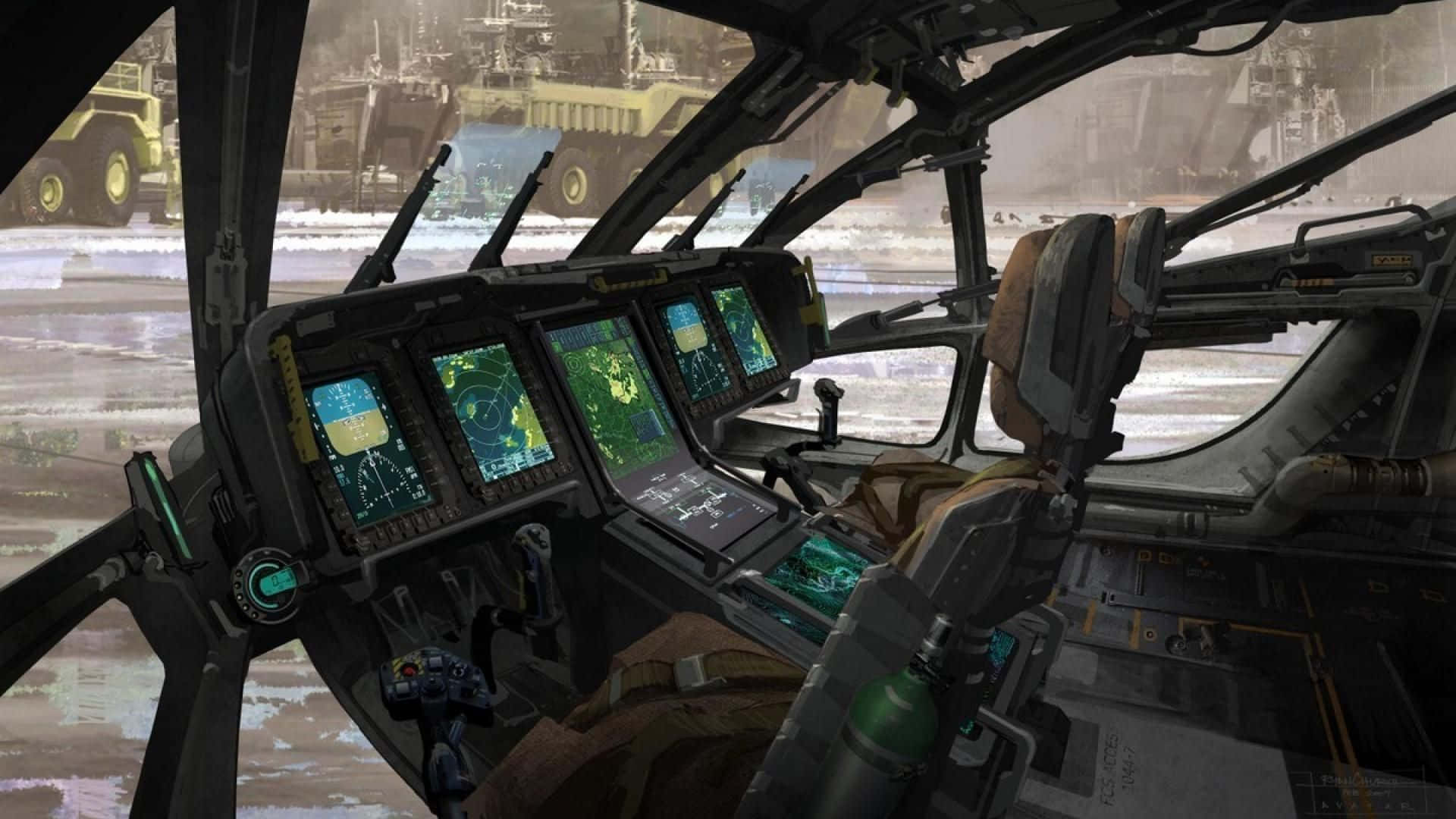 Futuristic Spaceship Cockpit View Wallpaper