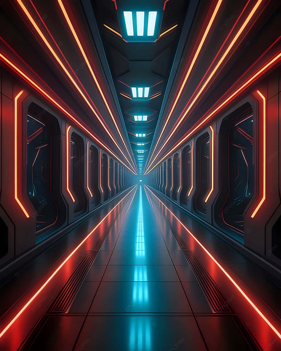 Futuristic Spaceship Corridor Wallpaper