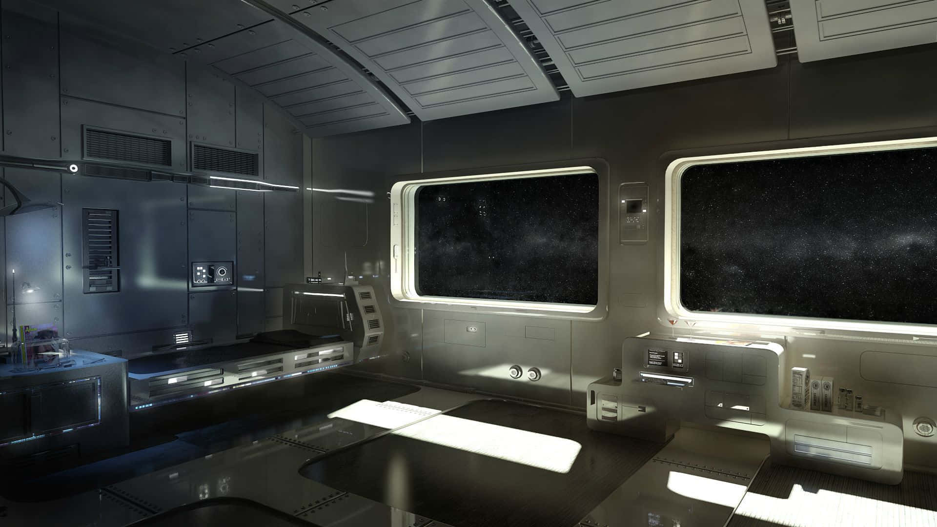 Futuristic Spaceship Interior Design Wallpaper