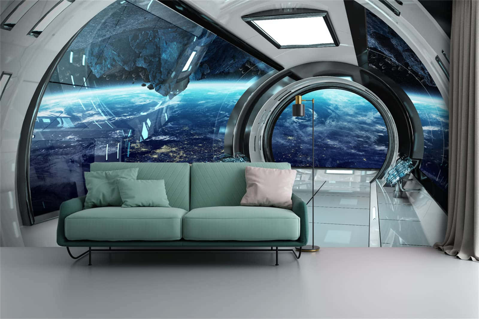 Futuristic Spaceship Interior Design Wallpaper
