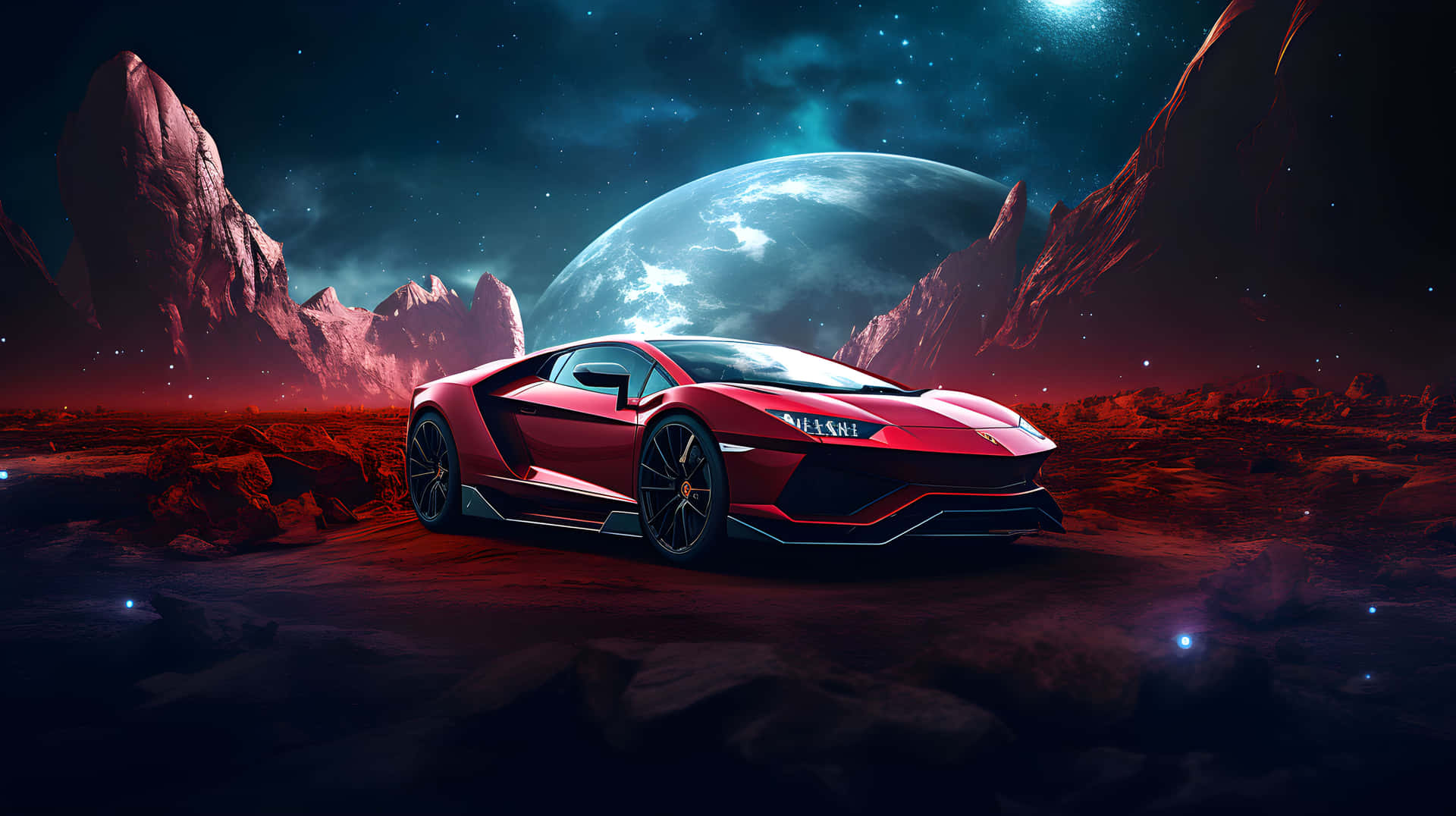Futuristic Sports Car On Alien Planet P F P Wallpaper