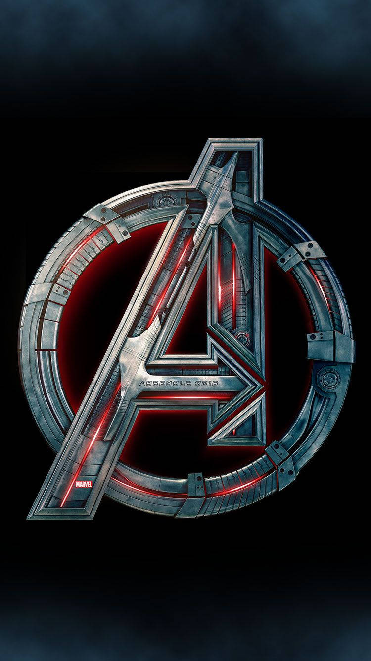 Futuristisk stållogo af Avengers iPhone-tapet. Wallpaper
