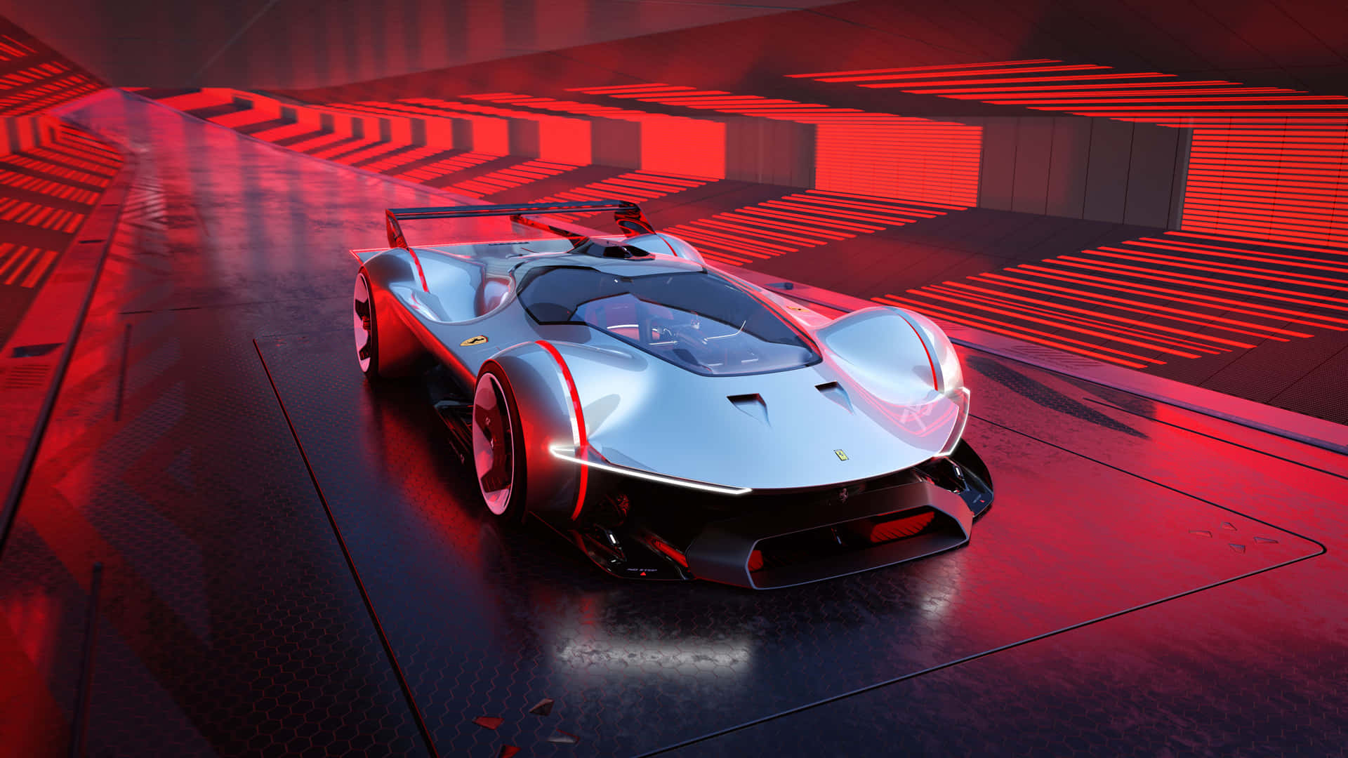 Futuristic Supercar Red Lighting Wallpaper