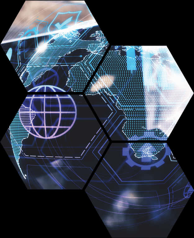 Futuristic Technology Hexagons PNG