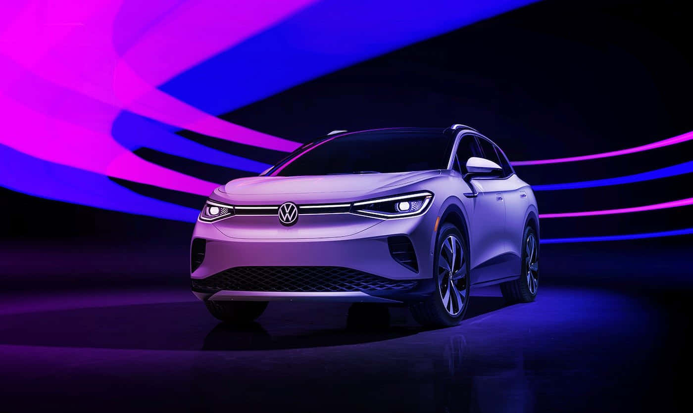 Futuristic Volkswagen Id 4 Electric Suv On The Road Wallpaper