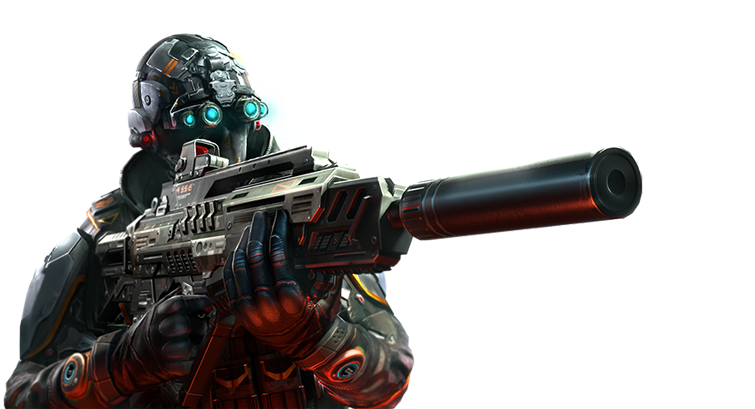 Futuristic_ Soldier_ With_ Gun PNG