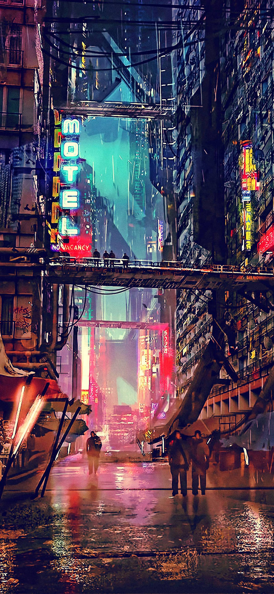 Futuristisk Natt Stad Cyberpunk 2077 Iphone Wallpaper