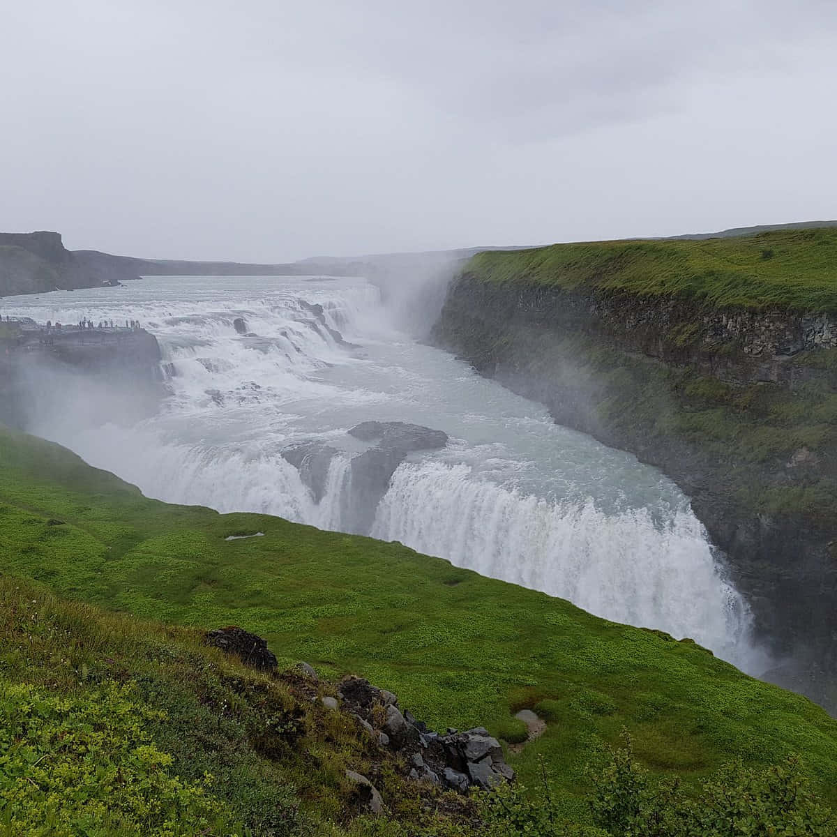 Fuzzy Gullfoss Waterfall In Southwest Iceland Wallpaper