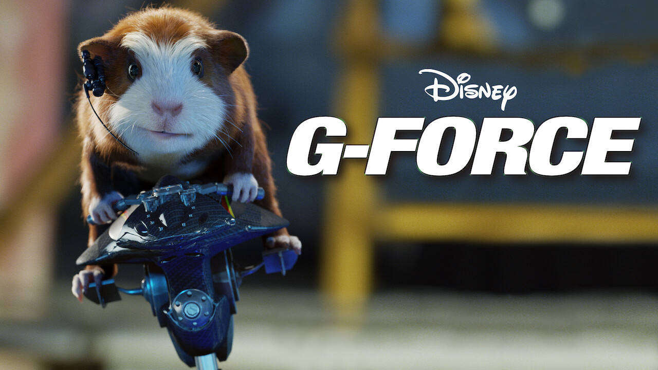 Action-packed movie illustration of G-Force, with Darwin leading the way. Wallpaper