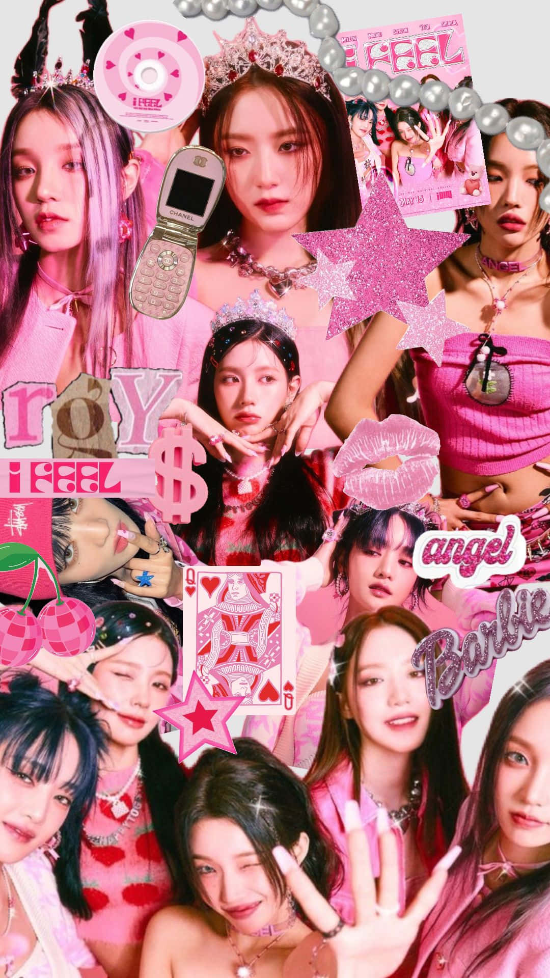 G I D L E Pink Collage Aesthetic Wallpaper
