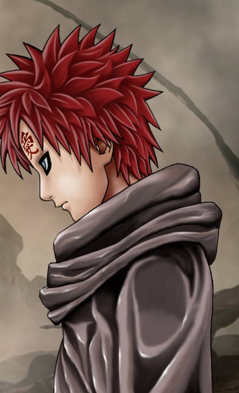 En rødhåret anime karakter med hættetrøje og hovedtelefoner Wallpaper