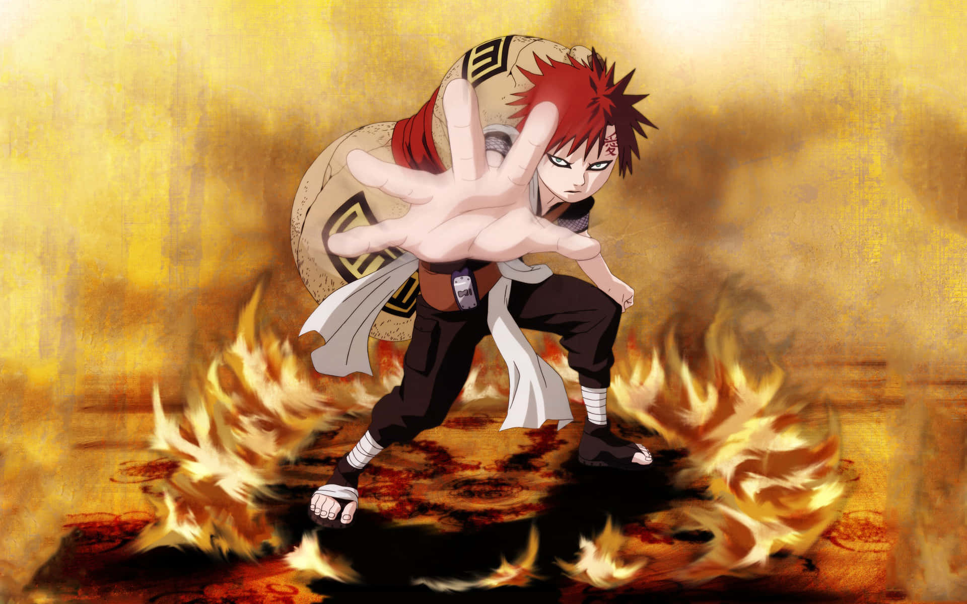 Gaara Flame Circle Naruto Anime Wallpaper