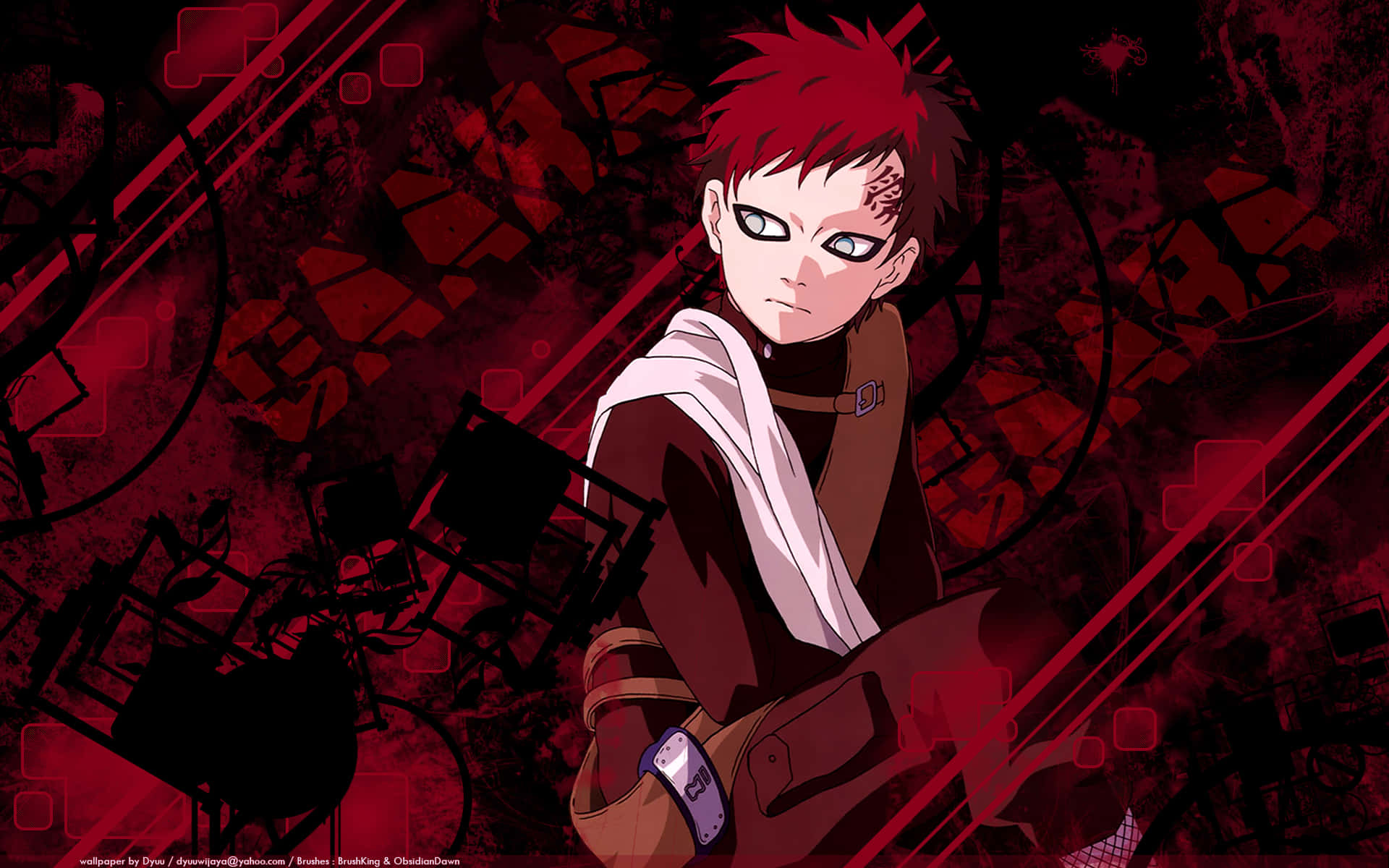 Young Gaara Art In Red Naruto Anime Wallpaper