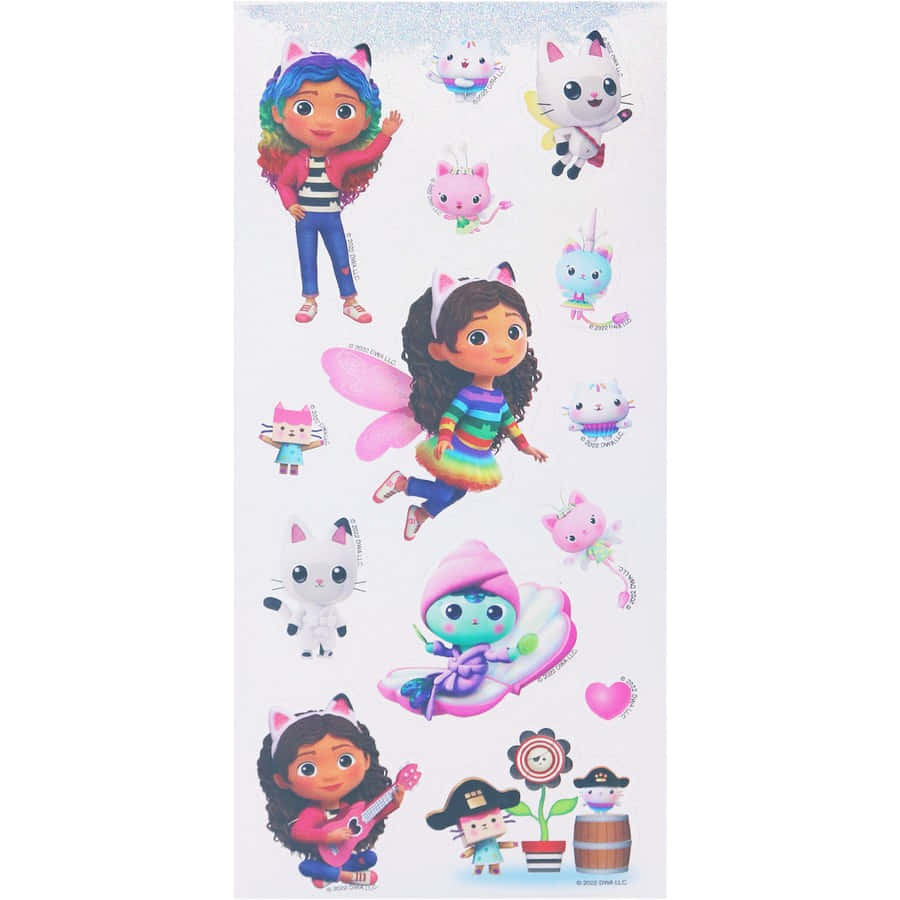 Gabby Dollhouse Characters Stickers Wallpaper