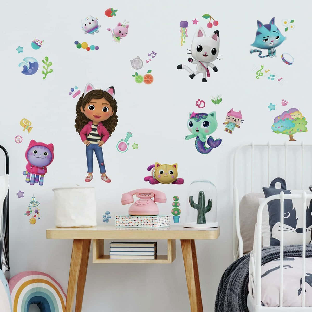 Gabby Dollhouse Characters Wall Decals Wallpaper