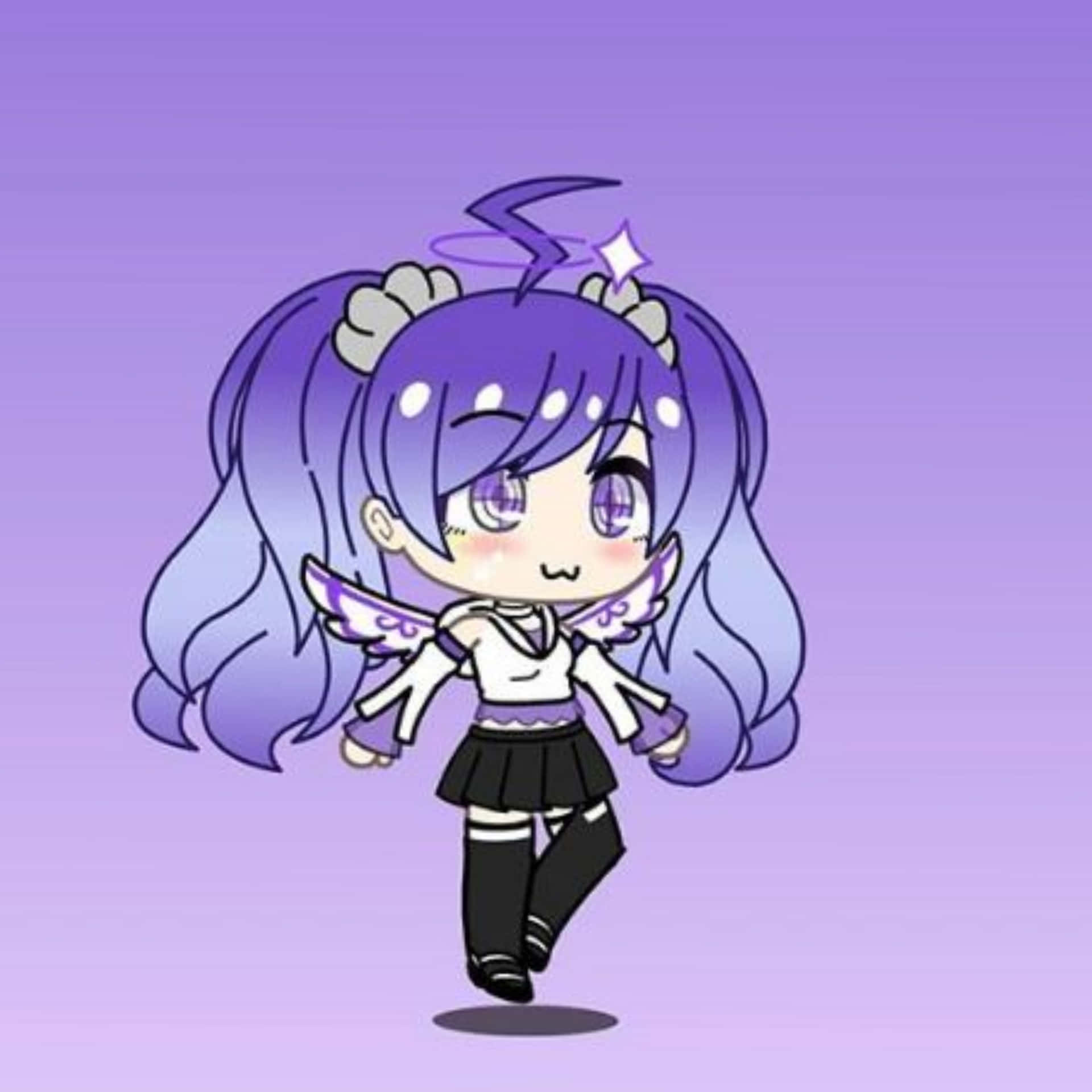 A Girl With Purple Hair And Black Dress Wallpaper
