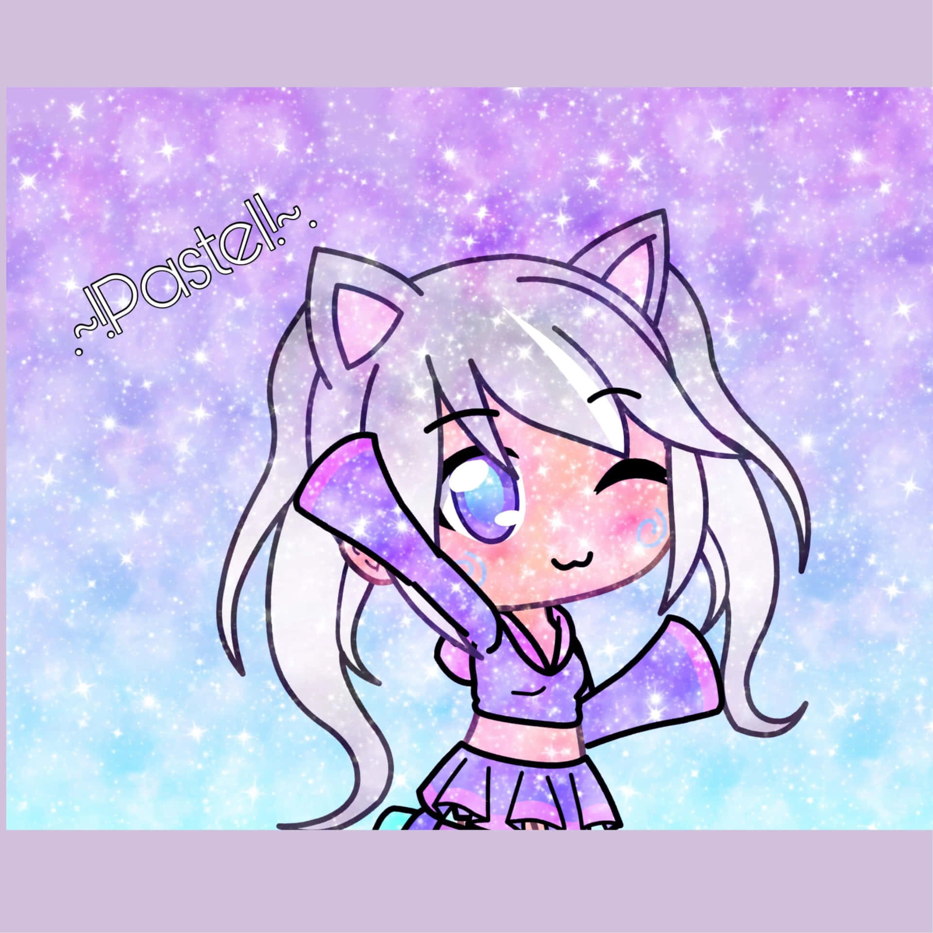 A Cute Cartoon Cat With A Purple Dress And Blue Eyes Wallpaper