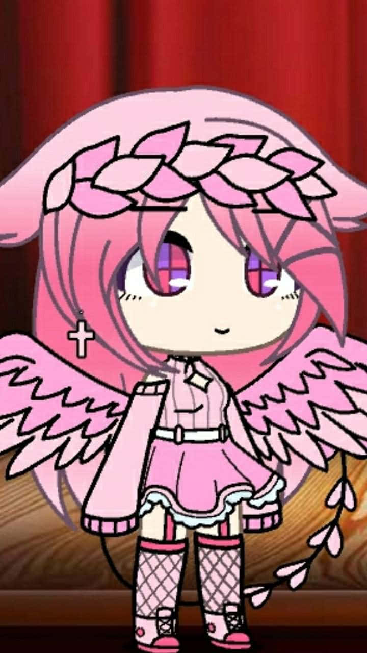 Pink Gacha Girl With Wings Wallpaper