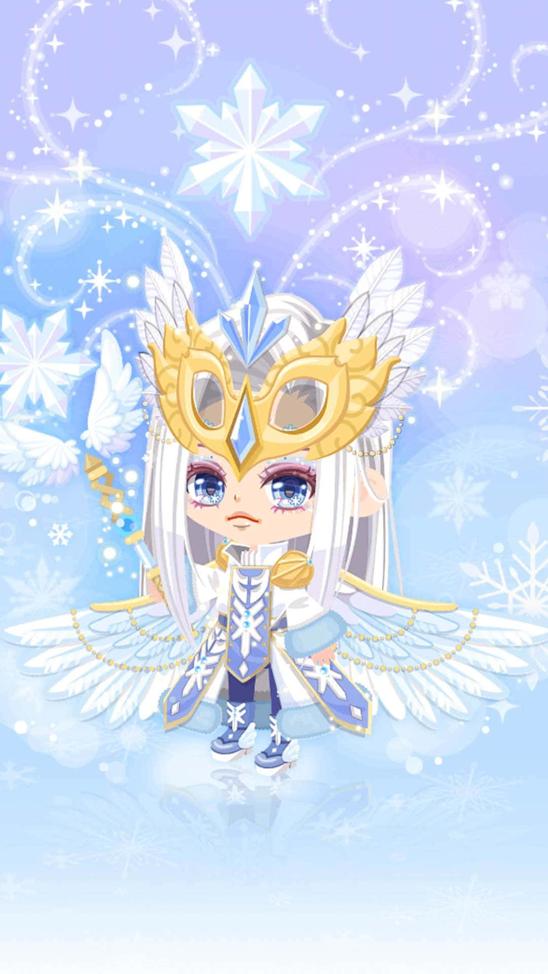 A Girl With Wings And Snowflakes Wallpaper