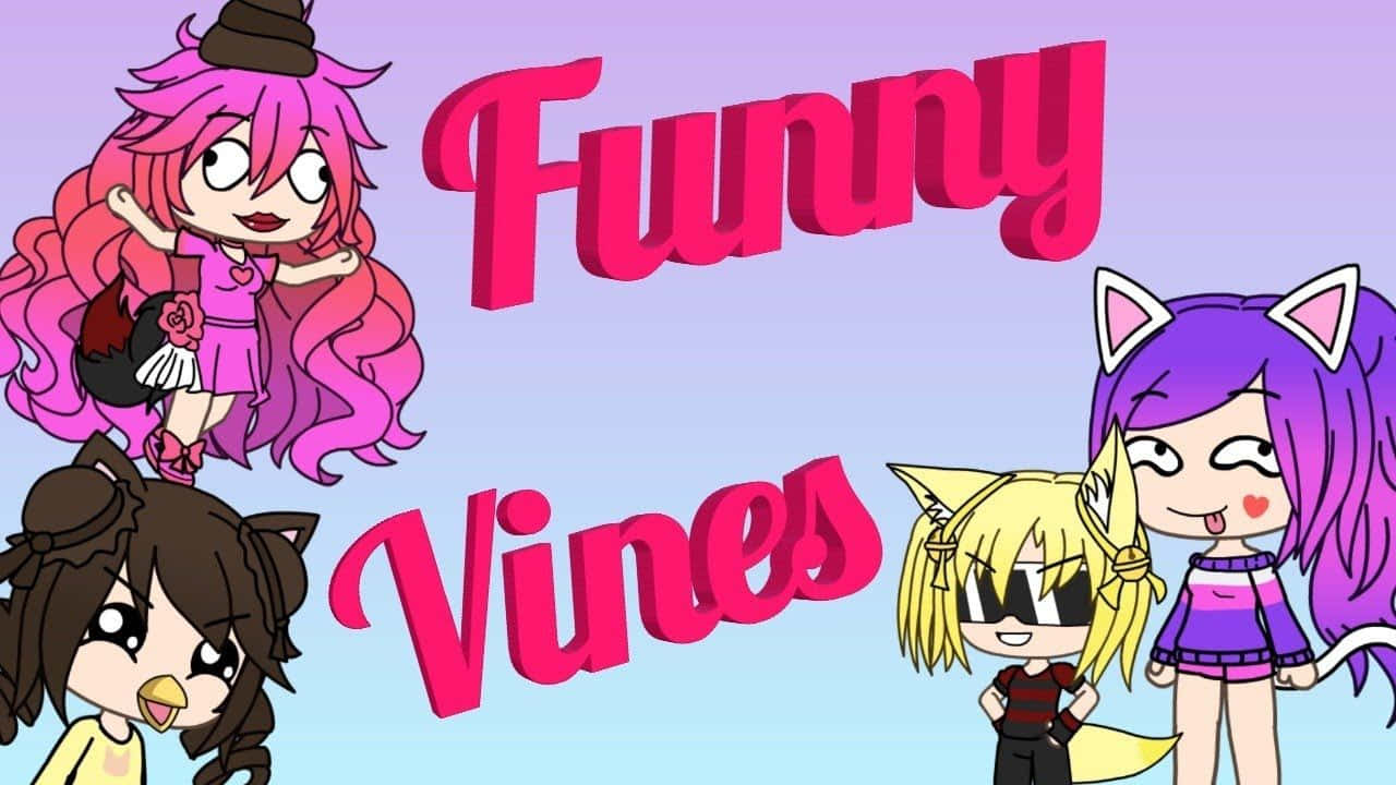 Sjove klip - en sød animepige med lilla hår og pink hår Wallpaper