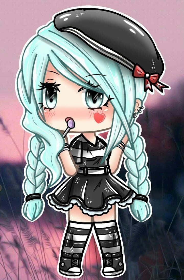 Gacha Life Girlin Black Outfitwith Beret Wallpaper