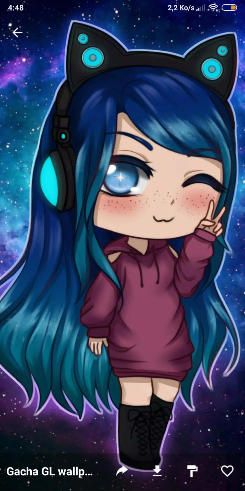 A Girl With Blue Hair And Headphones Wallpaper