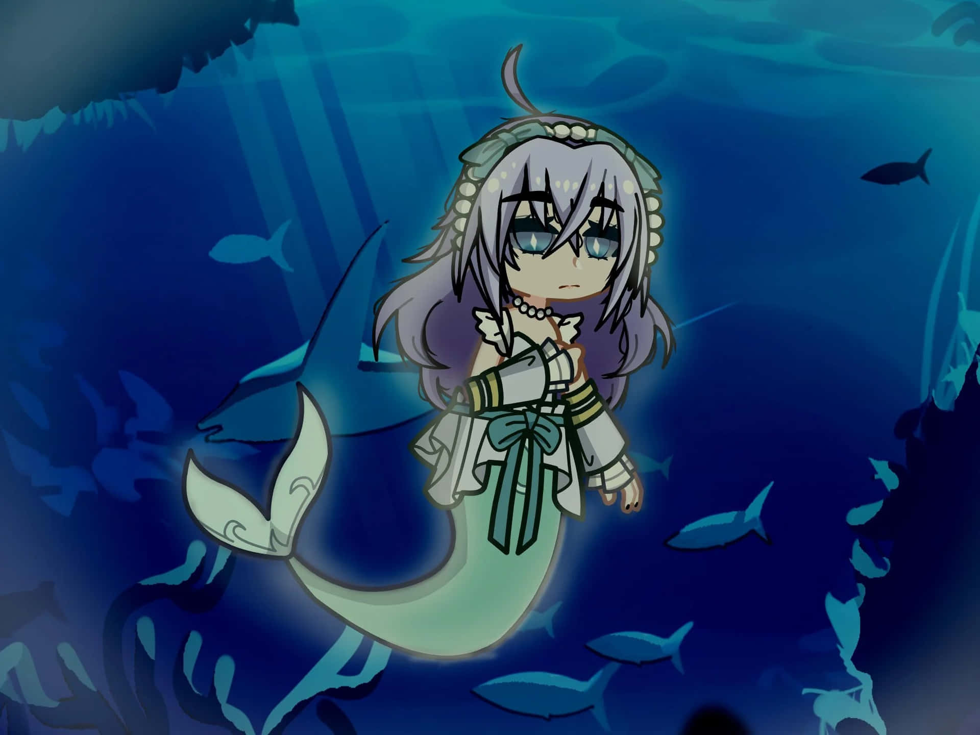 Gacha Life Mermaid Character Underwater Wallpaper