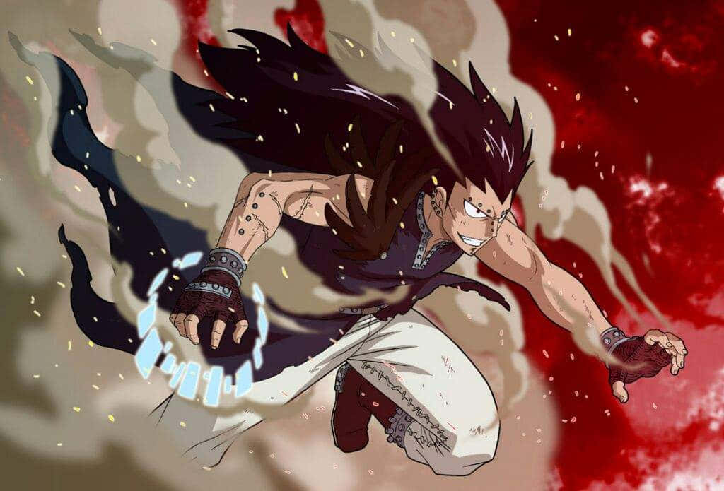 Gajeel Redfox, the Iron Dragon Slayer, in a powerful stance Wallpaper