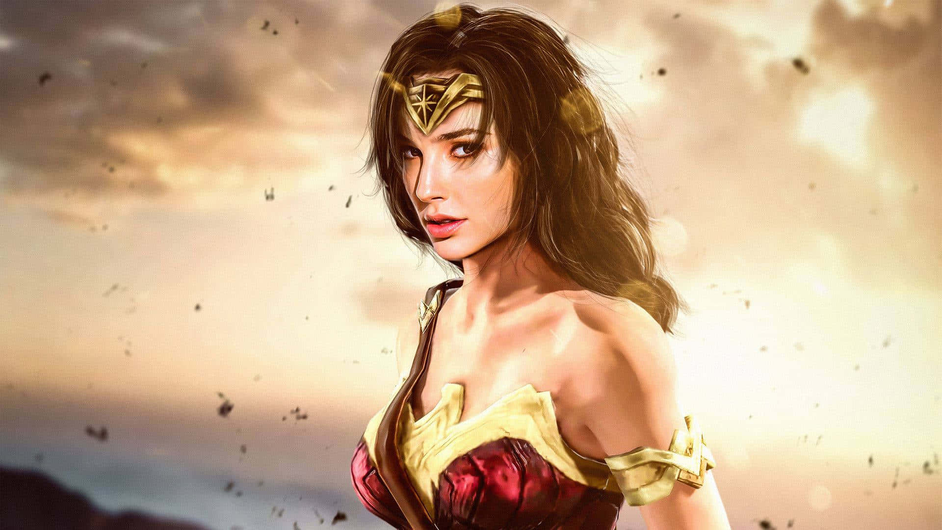 Bildför Dator- Eller Mobilskärm: Gal Gadot Som Wonder Woman-profil. Wallpaper