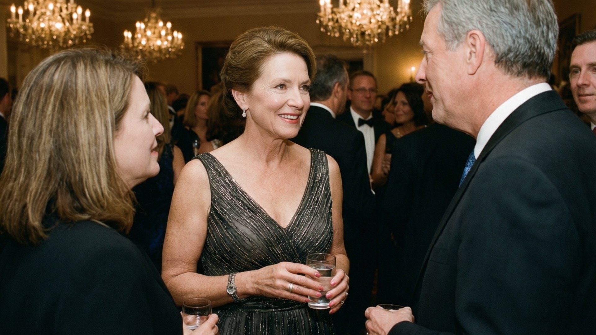 Mary Landrieu deltar på en galla-veldedighetsarrangement med svart slips.
