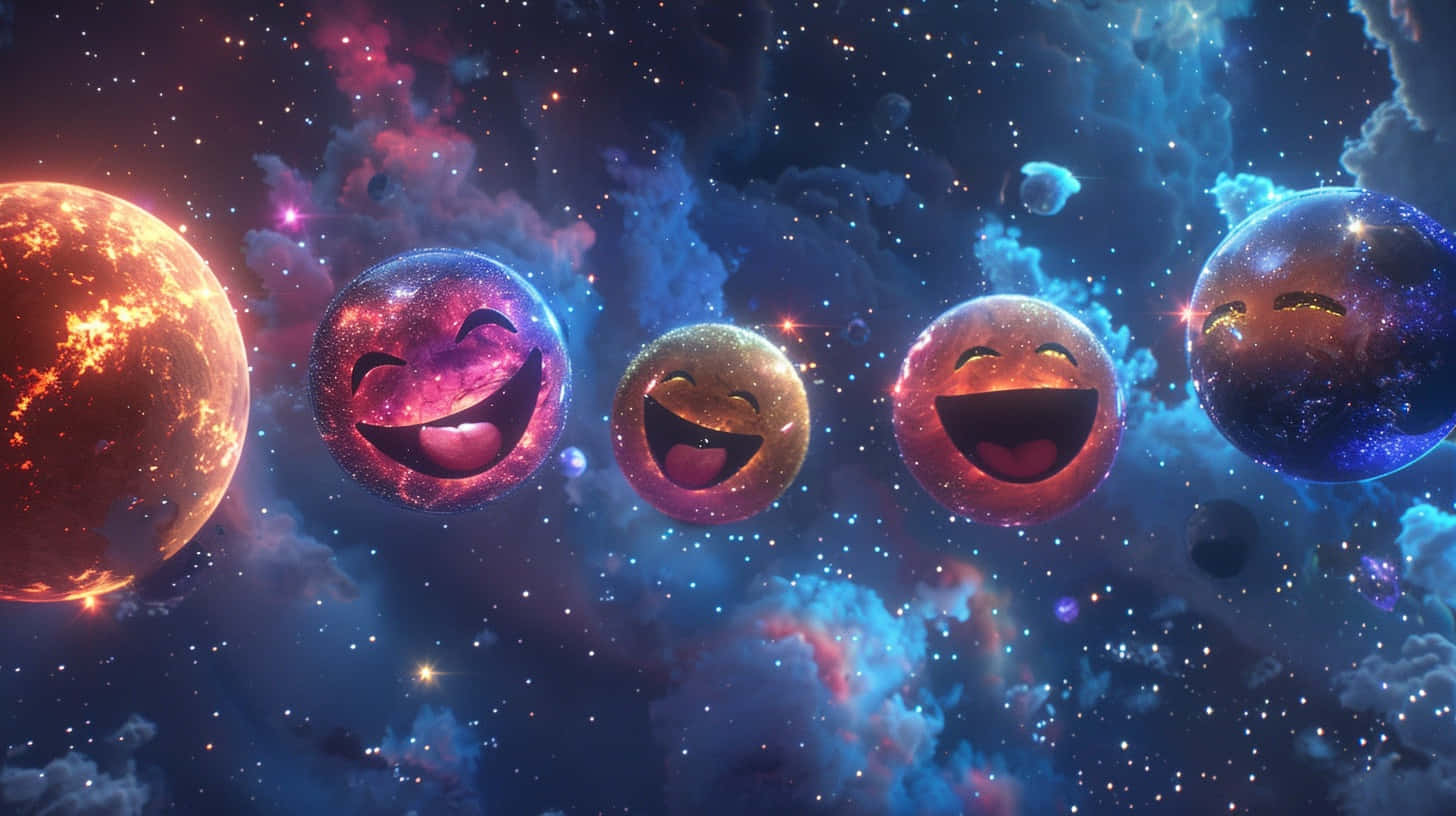 Galactic Emoji Planets Wallpaper