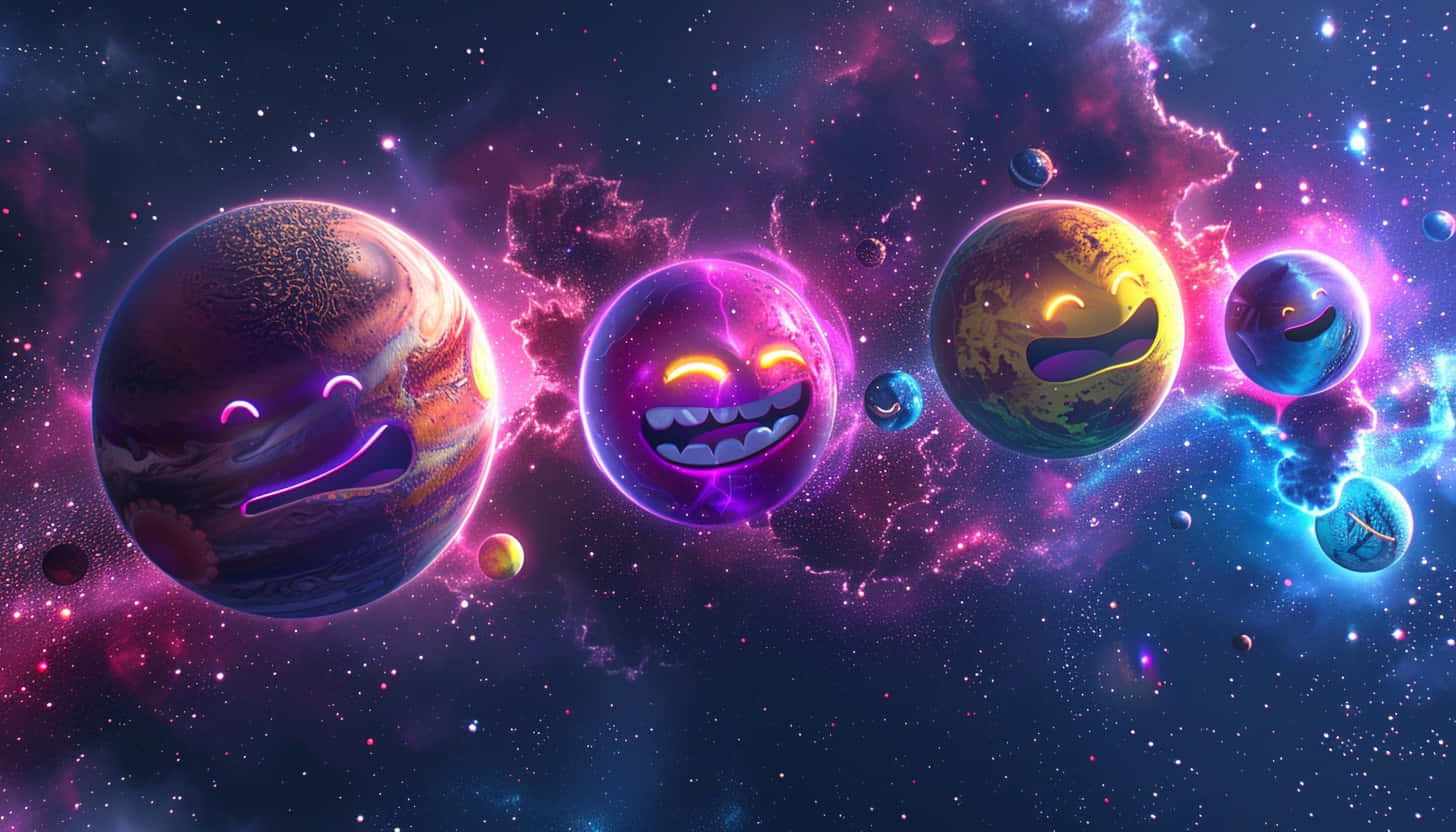 Galactic Emoji Planets Wallpaper