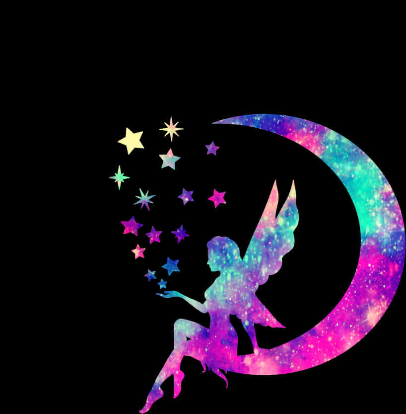 Galactic Fairy On Moon PNG