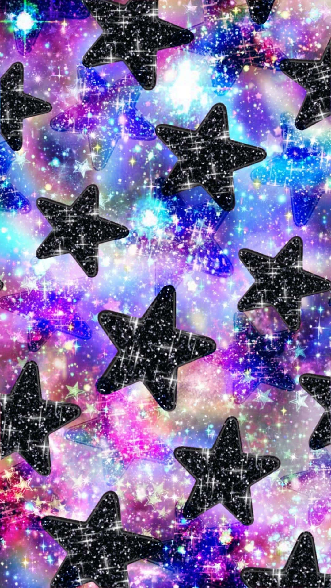 Galactic Glitter Stars Pattern Wallpaper