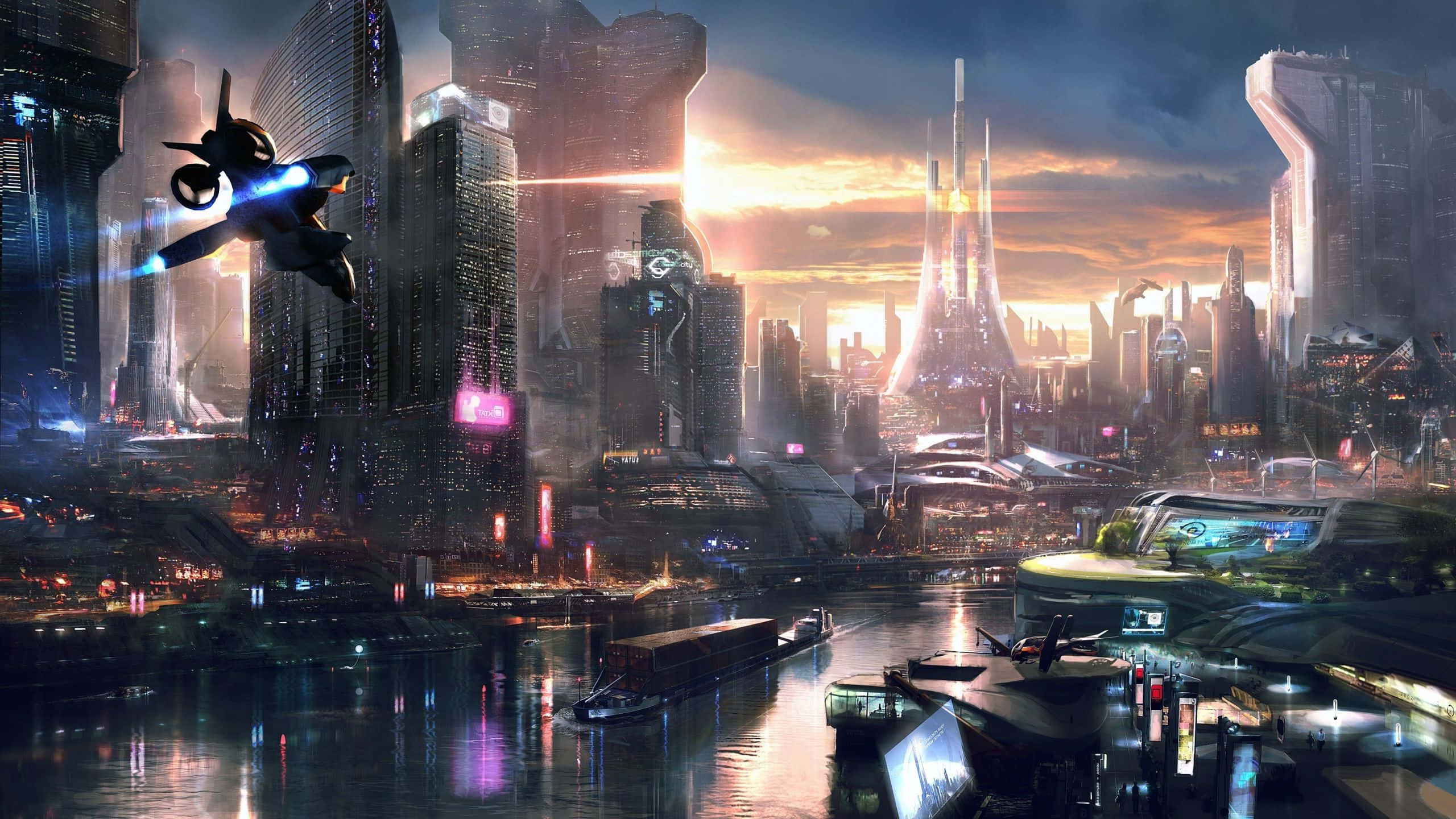 Galactic Metropolis: The Radiance Of A Space City Wallpaper