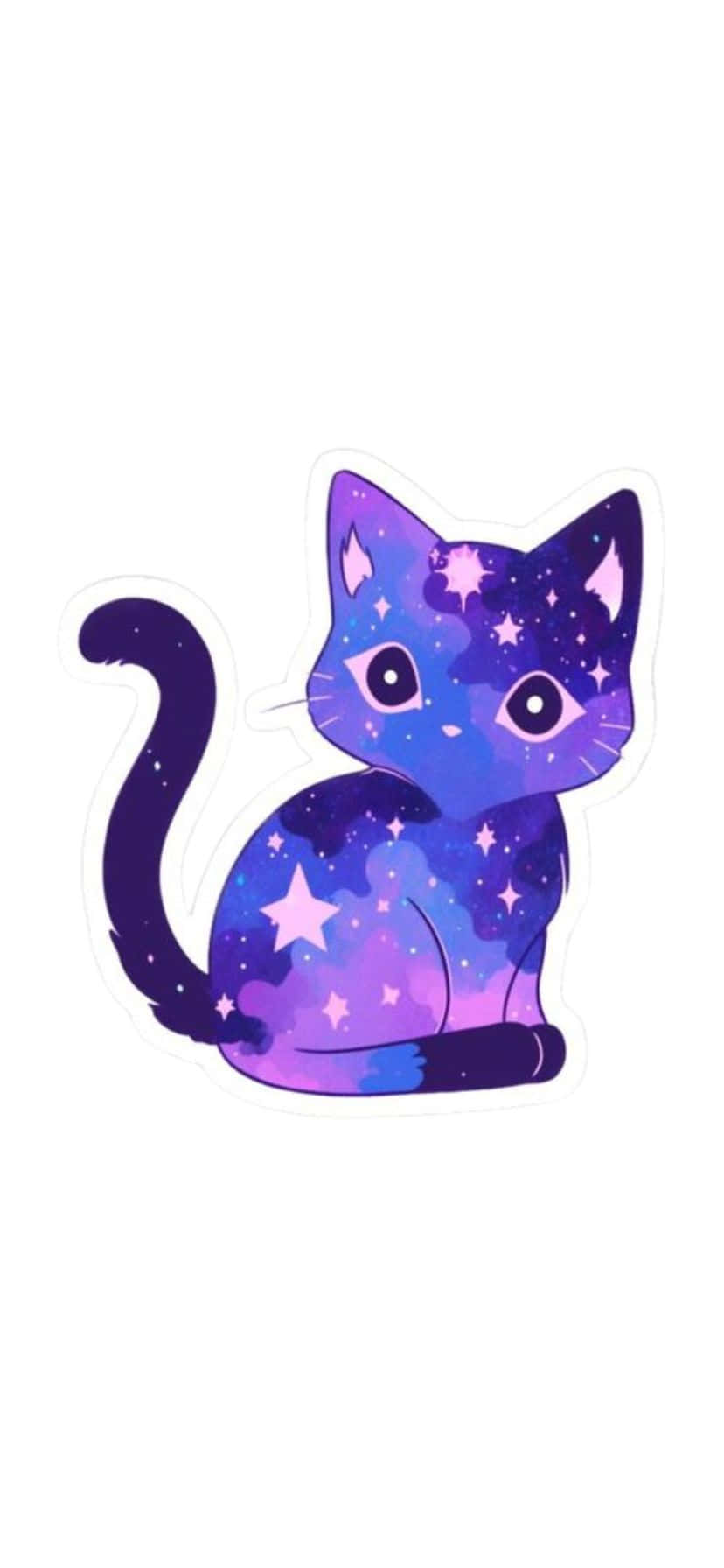 Galactic Purple Cat Sticker Wallpaper