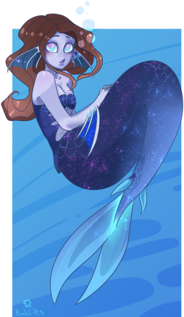 Galactic Tailed Mermaid Illustration PNG