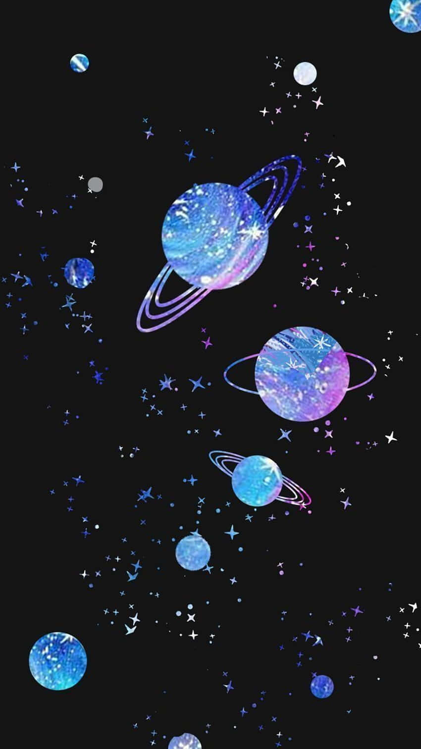 Galactic_ Watercolor_ Planets_ Background Wallpaper